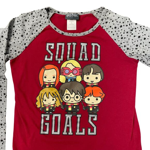 Harry Potter Red Raglan Sleeve Crew Neck Squad Goals Graphic T-Shirt Girls sz XL - Picture 3 of 8